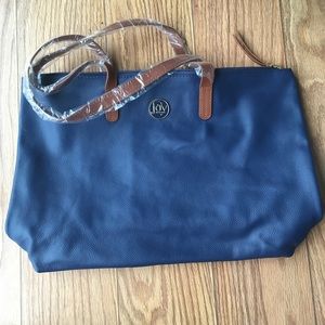 👜 Joy Mangano SET (2) navy tote & hipster purse